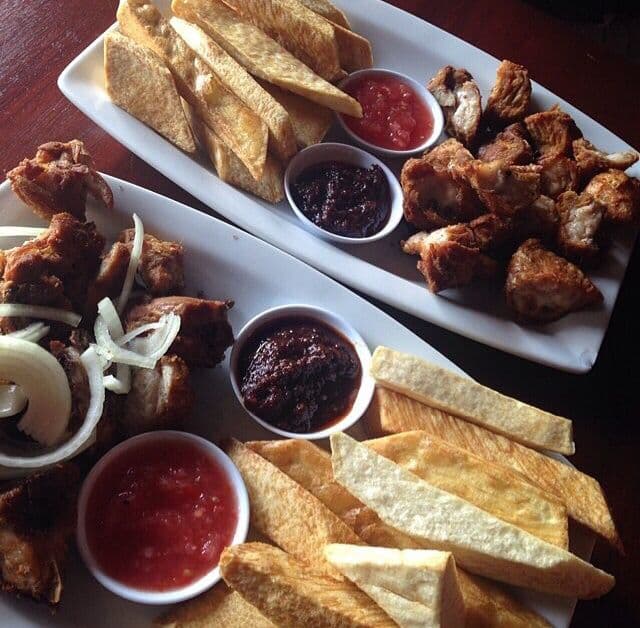 Fried Yam with Chofi/ Gizzard - served with pepper & shito (Medium)